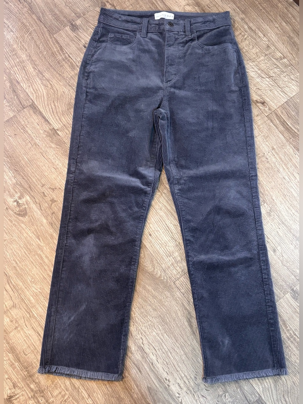 Loft Gray Corduroy Straight Leg Pants